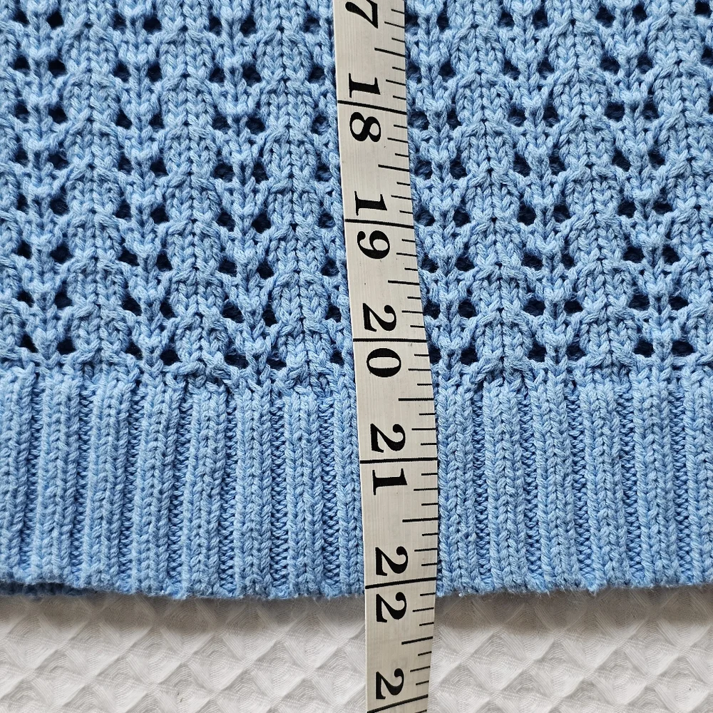Talbots Sweater Sky‎ Blue Open-Stitch Crewneck Pullover Womens Size SP